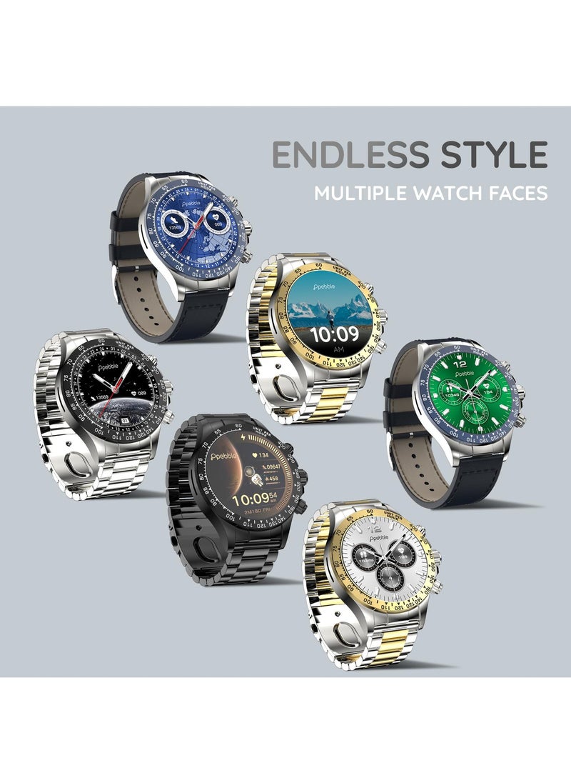 Pebble - Zenith 1.53" Smartwatch for Men and Women, HD Display, 600 Nits Brightness, Bluetooth Calling, Wireless Charging, In-Built Compass, Metal Build - Image 1