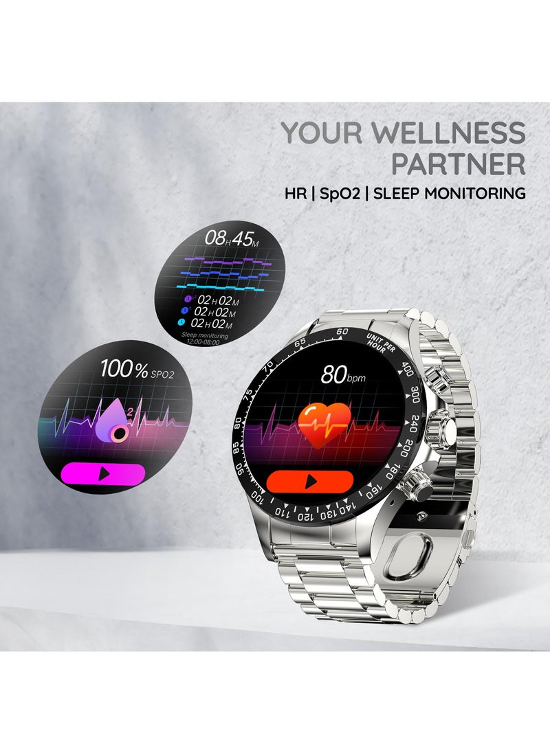 Pebble - Zenith 1.53" Smartwatch for Men and Women, HD Display, 600 Nits Brightness, Bluetooth Calling, Wireless Charging, In-Built Compass, Metal Build - Image 1