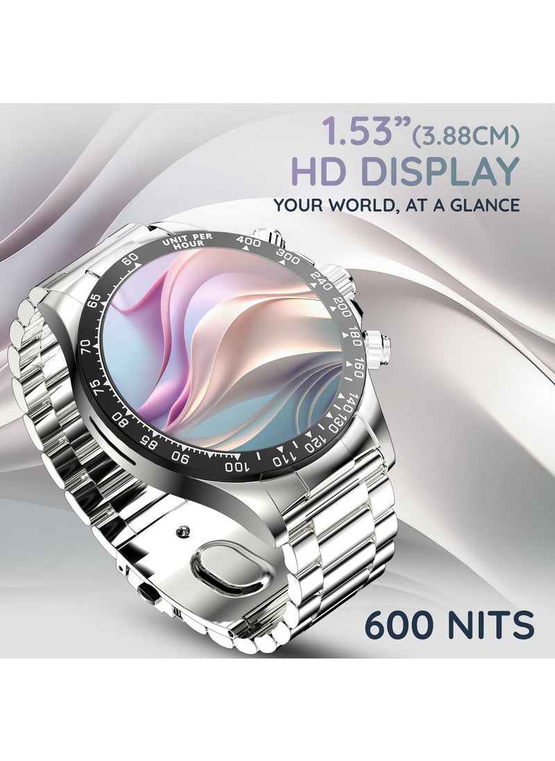 Pebble - Zenith 1.53" Smartwatch for Men and Women, HD Display, 600 Nits Brightness, Bluetooth Calling, Wireless Charging, In-Built Compass, Metal Build - Image 1