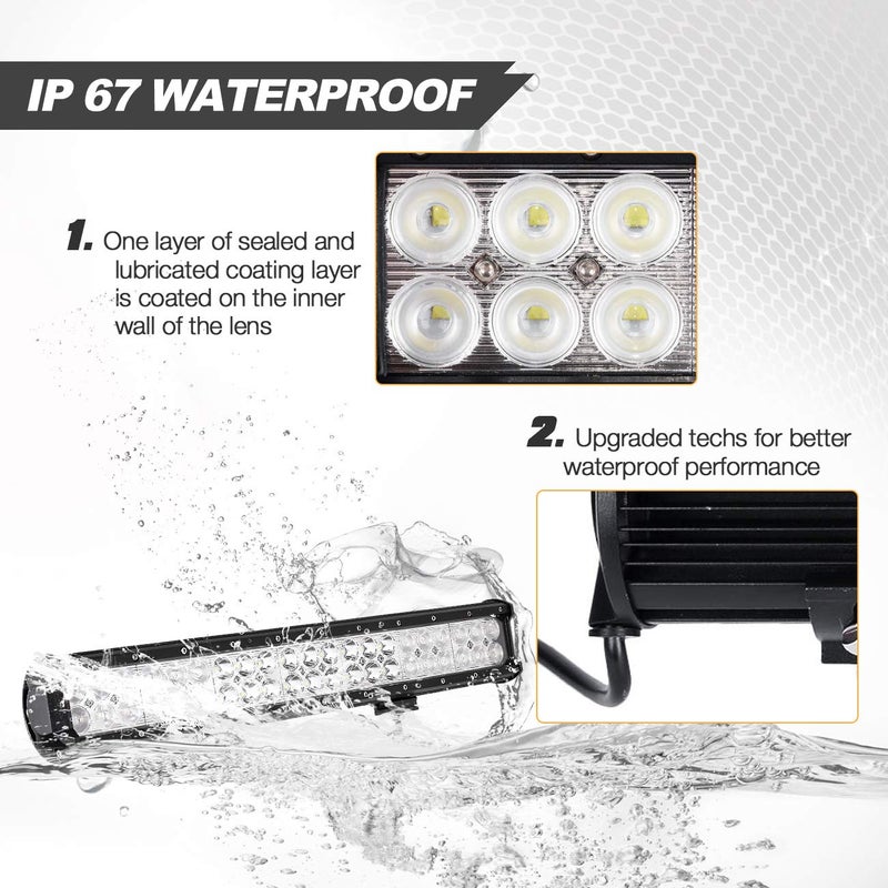 Auxbeam 20 Inch LED Light Bar 126W Light Bar with 42pcs 3W Led Off Road Driving Lights Spot Flood Combo Beam for Jeep Driving Off Road ATV SUV UTV - Image 4