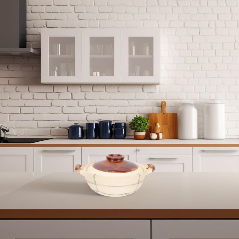 2pcs Small Single Handle Clay Casserole Pots with Lids 0.5l Oven-safe Korean Stone Clay Cookware for Stew and Rice Cooking at Home - Image 4