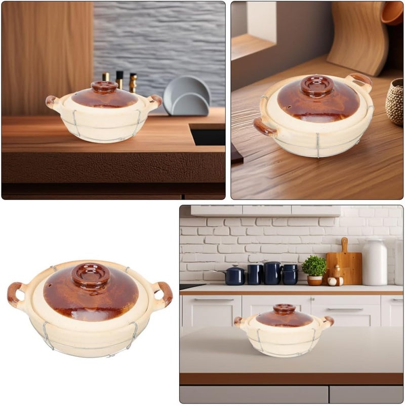 2pcs Small Single Handle Clay Casserole Pots with Lids 0.5l Oven-safe Korean Stone Clay Cookware for Stew and Rice Cooking at Home - Image 5