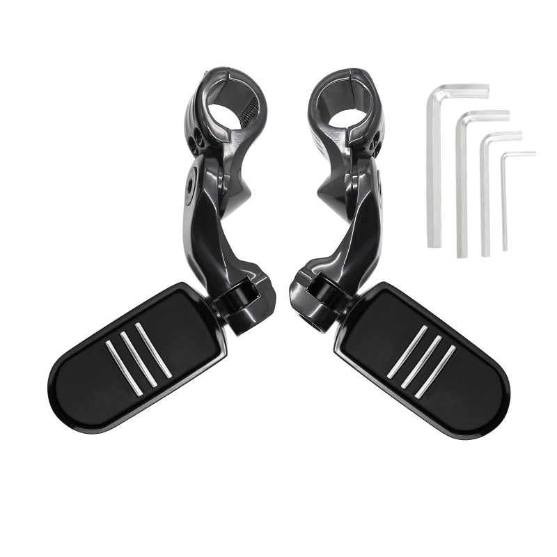 Highway Pegs Foot Rest Fit for Harley Sportster Dyna Touring Street Glide Road Glide Road King Electra Glide with 125 inch Highway Bar Black