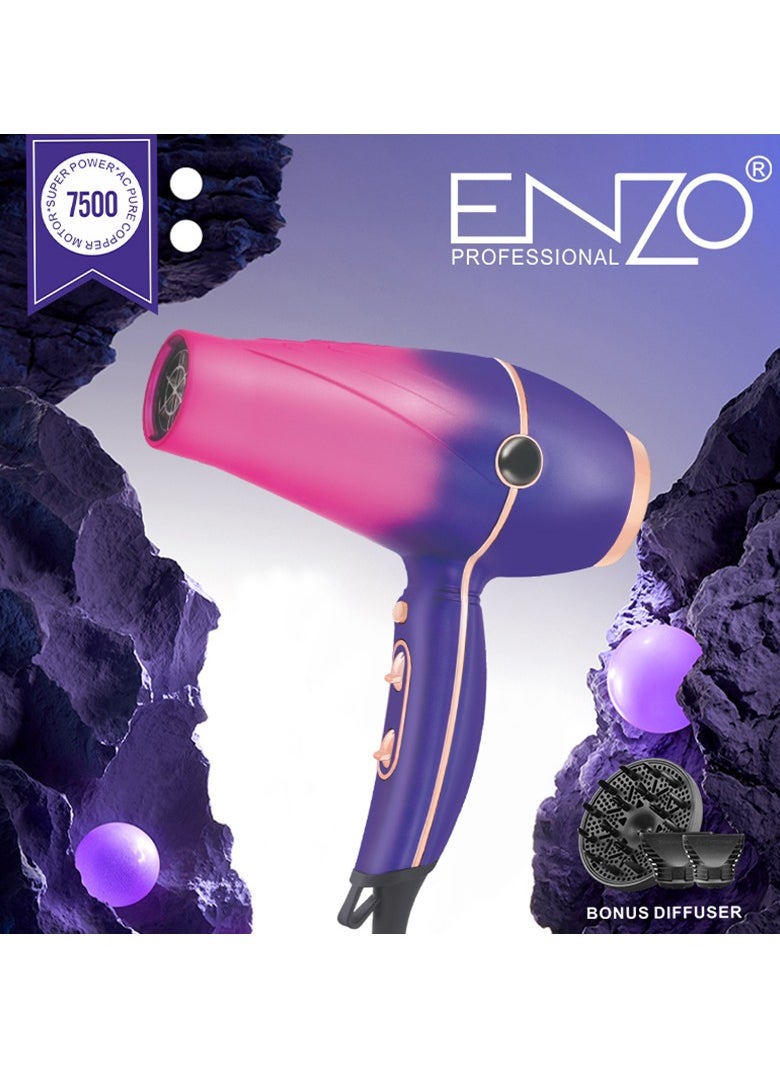ENZO Professional - Enzo EN-8001 high-performance salon-grade hairdryer featuring a powerful 7500W 21,000 rpm - Image 1