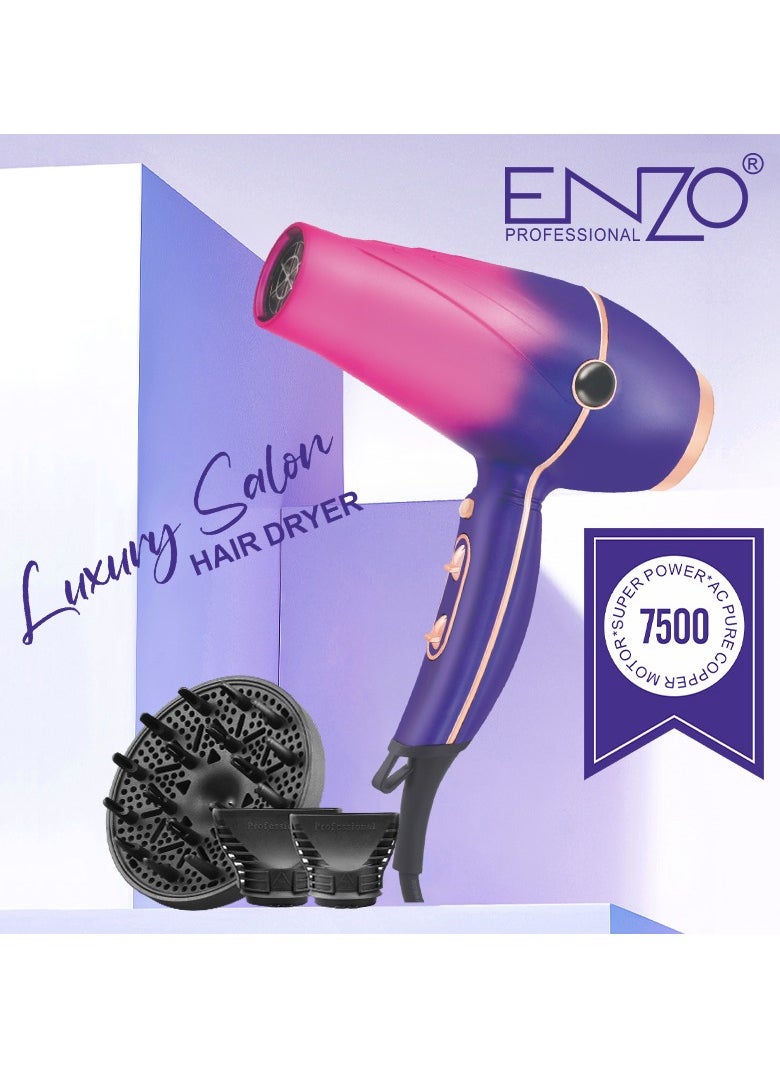 ENZO Professional - Enzo EN-8001 high-performance salon-grade hairdryer featuring a powerful 7500W 21,000 rpm - Image 1