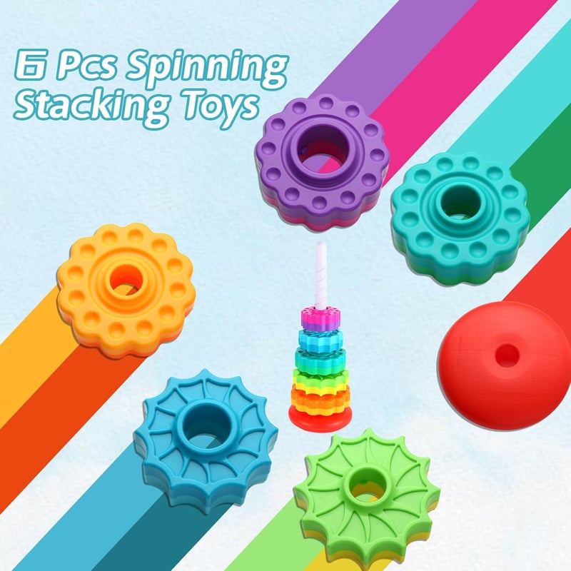 LMTNNB Spinning Stacking Toys - Rainbow Tower, Kids Stackable Spinning Toy, Educational Toy for Toddlers 1-3, Strong ABS Plastic, Color & Shape Recognition, Builds Sensory & Motor Skills - Image 3