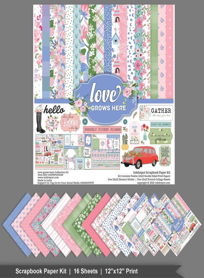 Inkdotpot Pastel Floral Collection Double,Sided Scrapbook Paper Kit Cardstock 12"x12" Card Making Paper Pack of with Sticker Sheet - 16 Pages - Pastel Purple - Image 3