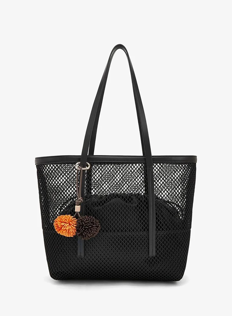 Textured Shopper Bag With Drawstring Pouch