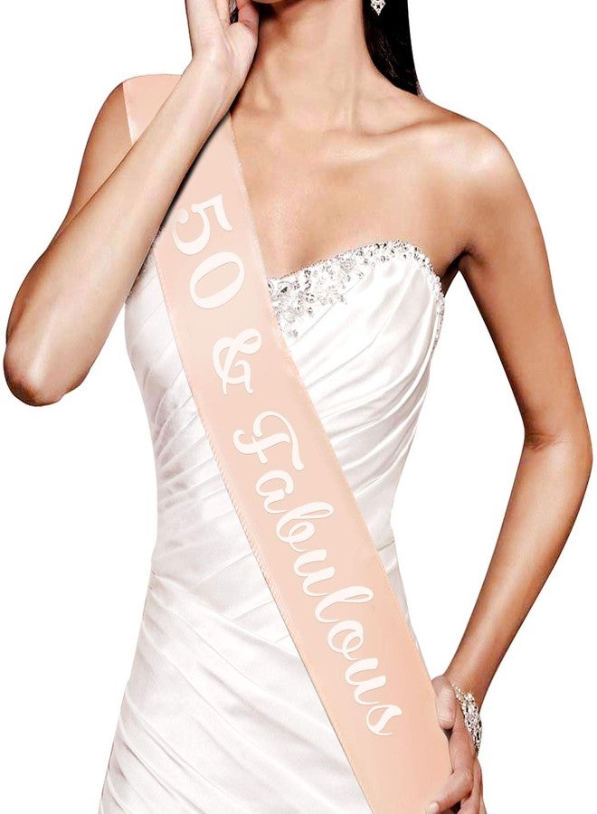 HOWAF Rose Gold 50th Birthday Sash, 50 and Fabulous Satin Sash for Decorations, Women's Gift Party Accessories, One Size - Image 2