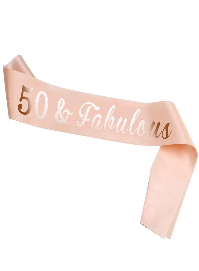 HOWAF Rose Gold 50th Birthday Sash, 50 and Fabulous Satin Sash for Decorations, Women's Gift Party Accessories, One Size - Image 1