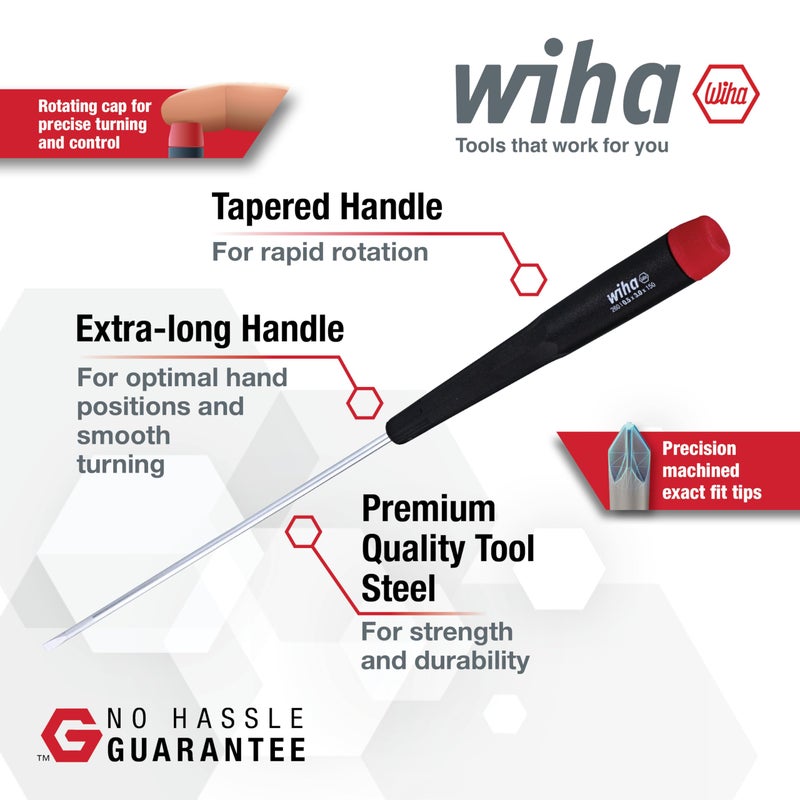 Wiha 26092 Slotted and Phillips Screwdriver Set with Precision Handle, Long, 7 Piece - Image 2