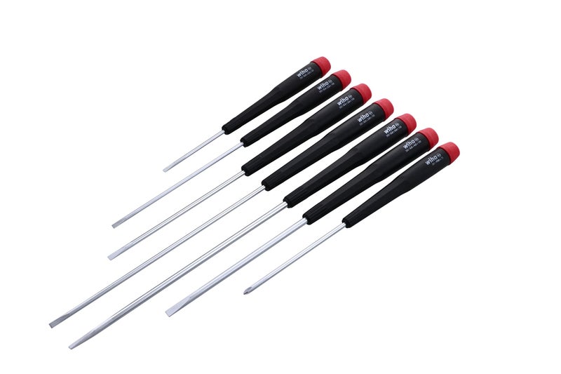 Wiha 26092 Slotted and Phillips Screwdriver Set with Precision Handle, Long, 7 Piece - Image 1