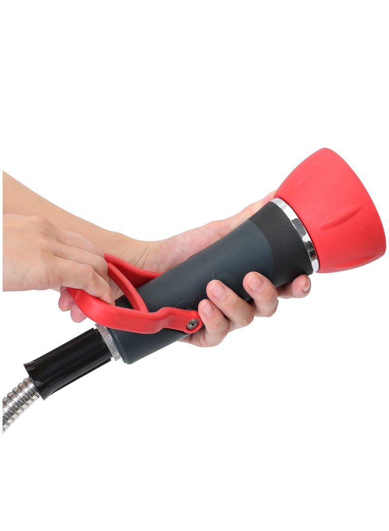 SOLARAE Fireman Style Garden Hose Nozzle, Professional Classic Fireman's Hose Nozzle, Heavy Duty Adjustable Twist Zinc Fireman's Nozzle With Large Shut-off Handle, Up to 250 PSI, Made of Die-cast Zinc - Image 2