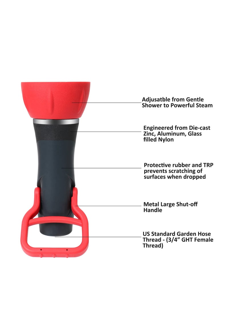 SOLARAE Fireman Style Garden Hose Nozzle, Professional Classic Fireman's Hose Nozzle, Heavy Duty Adjustable Twist Zinc Fireman's Nozzle With Large Shut-off Handle, Up to 250 PSI, Made of Die-cast Zinc - Image 4