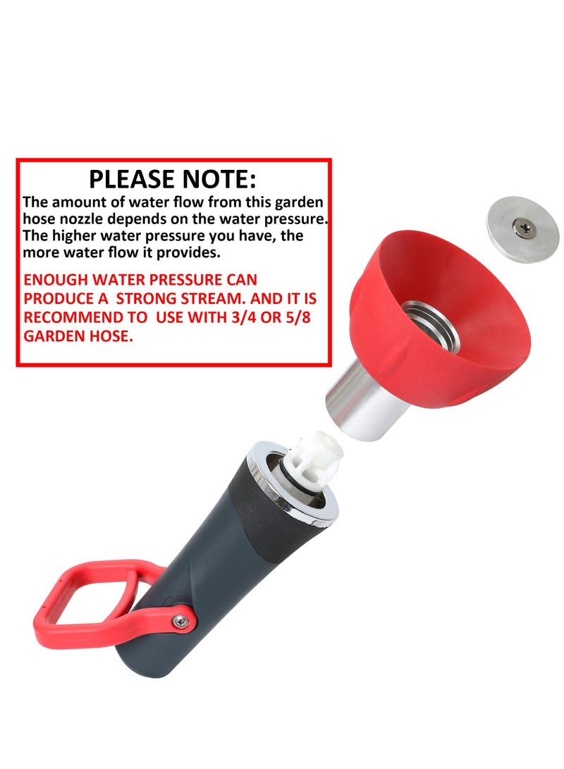 SOLARAE Fireman Style Garden Hose Nozzle, Professional Classic Fireman's Hose Nozzle, Heavy Duty Adjustable Twist Zinc Fireman's Nozzle With Large Shut-off Handle, Up to 250 PSI, Made of Die-cast Zinc - Image 3