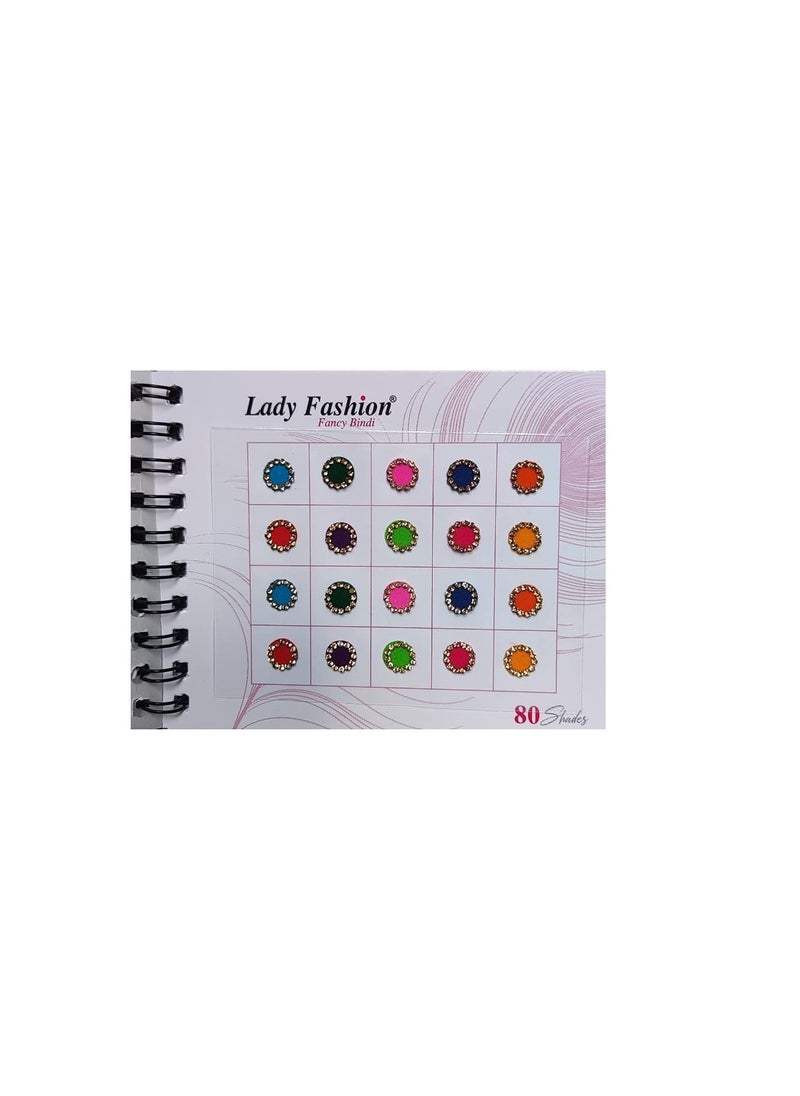 ATCUSA ATCUSA Lady Fashion Premium Spiral Book Round Multicolored Bindi with Crystals - Temporary Tattoo/Body Art/Jewel - Various Sizes 8mm - 80 Bindis 