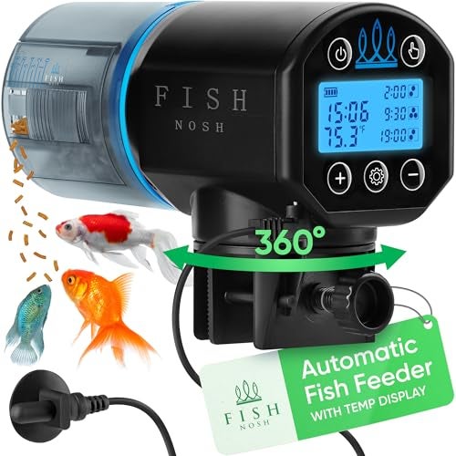 FISHNOSH Automatic Fish Feeder for Aquarium with Digital Thermometer - 2025 Auto Fish Food Dispenser Programmable, Vacation Feeder for Fish, Adjustable Portions, Auto Fish Feeder for Small & Big Tanks - Image 1