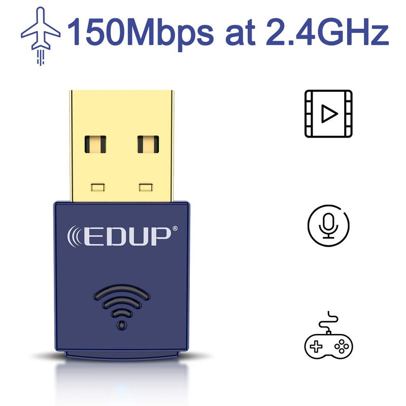EDUP USB Bluetooth WiFi Adapter for PC, Bluetooth 4.0 Adapter, Wireless Nano USB Network Adapter 2.4Ghz 150Mbps, Only Compatible with Windows 11/10/7/8/8.1 - Image 2