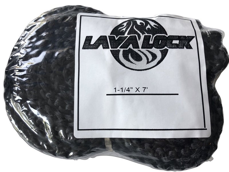 LavaLock 1-1/4" X 7' Foot Black Fiberglass Wood Pellet Stove Gasket Rope 1,000F - Image 1