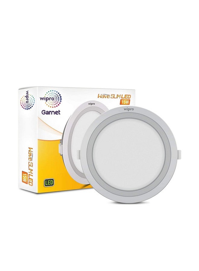 wipro Polycarbonate Garnet 15W Round Led Wave Panel Light for Ceiling | Cool White Light (6000K) | Ultra-Slim Design | Recessed Down Light for False Ceiling | Pop Light | Cutout-150Mm | Pack of 12 - Image 2