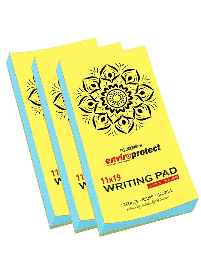 PG Creations Long Memo Size, Pack of 2 Pads, Pocket Unruled Writing Notepads, 100 Sheets per Pad, 70 Gsm Blank Plain Paper Pad for Note-Taking, Office, Home & Students, 11x19 cm, Blue - Image 1