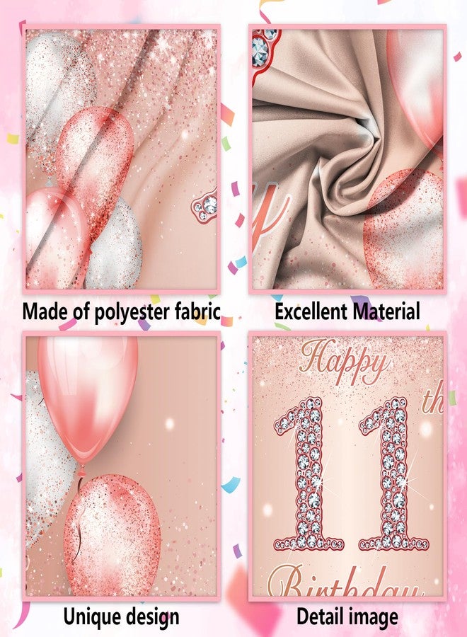 DZTRELFK Happy 11th Birthday Rose Gold Banner Cheers to 11 Years Old Backdrop Confetti Balloons Theme Decor for Girls 11 Years Old Pink Birthday Party Decorations Bday Supplies Background Favors Gift Glitter - Image 4