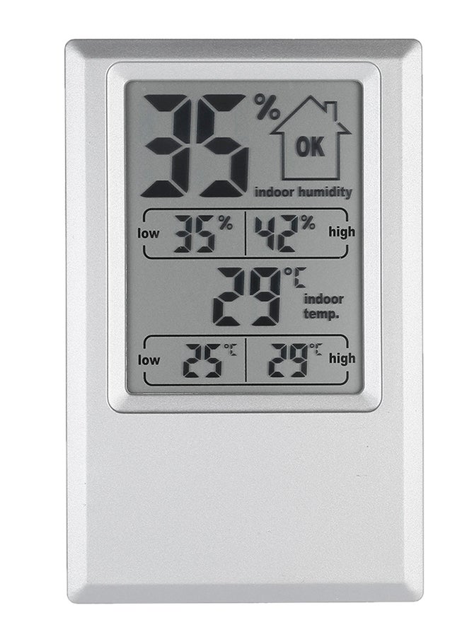 Digital Indoor Temperature Humidity Meter Alarm Clock Silver - Image 5