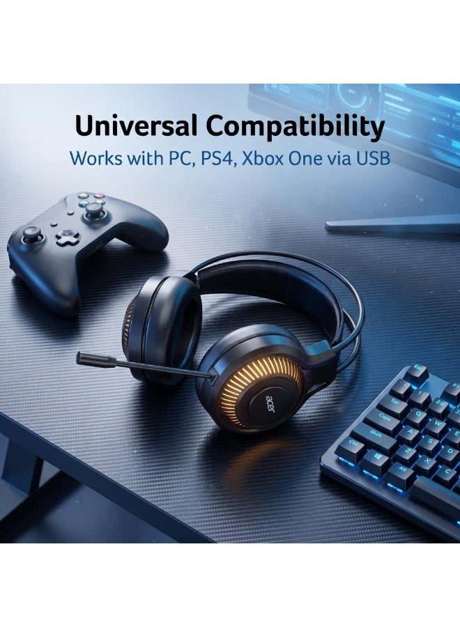 ACER Gaming Headset - 7.1 Surround Sound - Memory Foam Ear Pads - Durable Aluminum Frame - Multi Platform Headset - Works with PC, PS4, PS4 PRO, Xbox One, Xbox One S - Black-OHW303 - Image 5