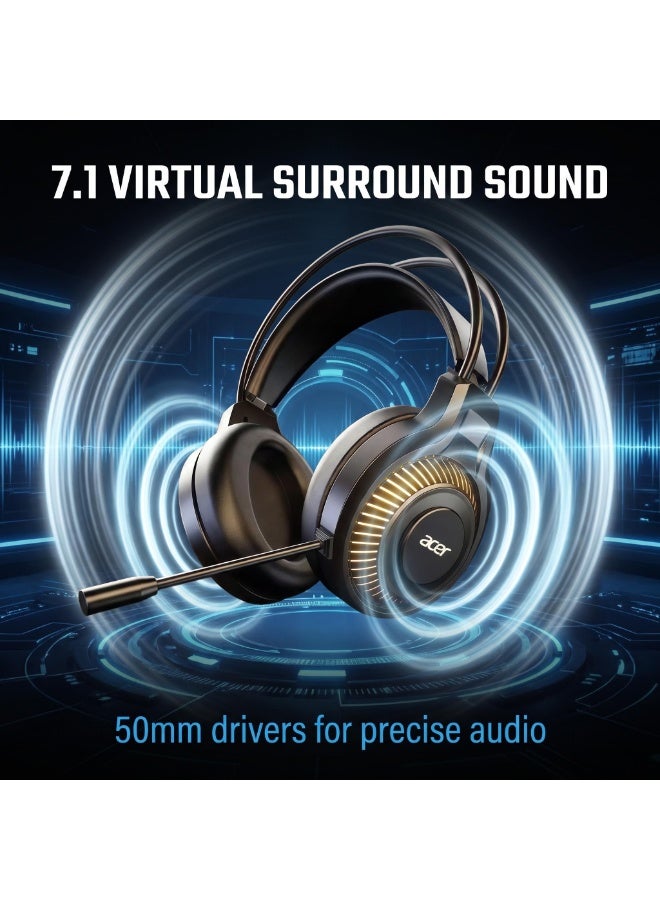 ACER Gaming Headset - 7.1 Surround Sound - Memory Foam Ear Pads - Durable Aluminum Frame - Multi Platform Headset - Works with PC, PS4, PS4 PRO, Xbox One, Xbox One S - Black-OHW303 - Image 3