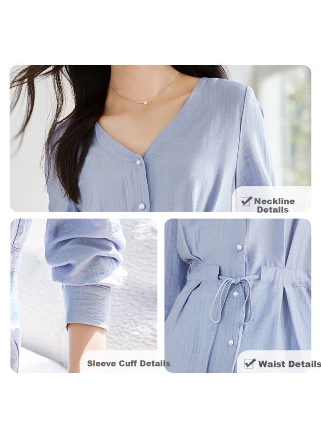 Sheen Women's French V-neck Design Sense Belted Waist Shirt Fashion Loose Top T13kc2686