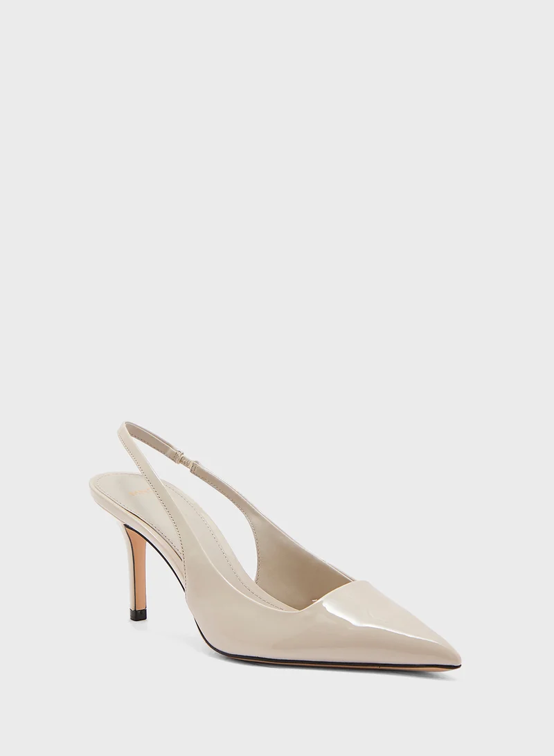 مانجو Patent Leather-Effect Heeled Pumps