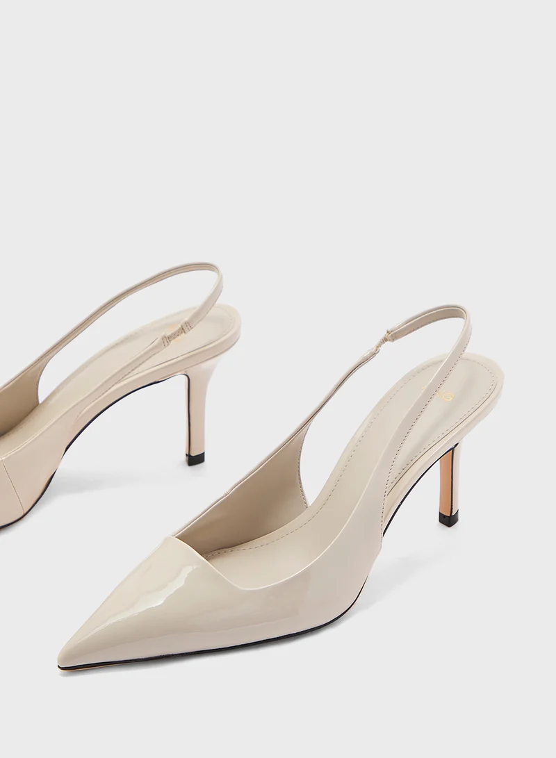 مانجو Patent Leather-Effect Heeled Pumps