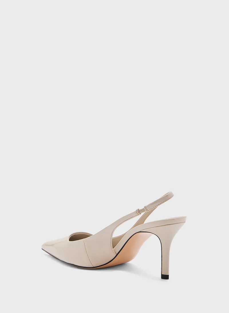 مانجو Patent Leather-Effect Heeled Pumps