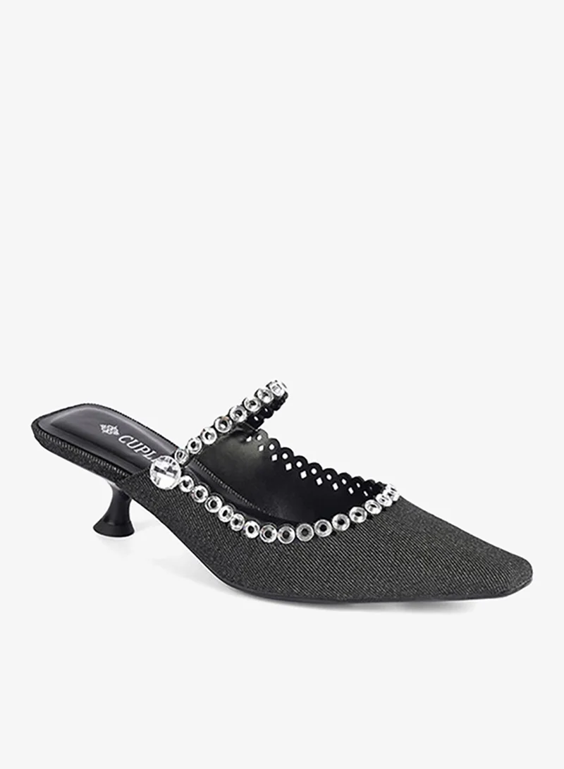 Cuple Womens pointed-toe low heeled mules