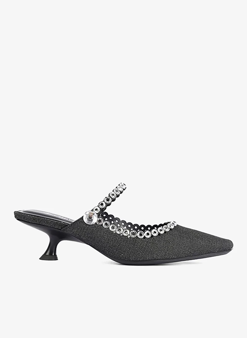 Cuple Womens pointed-toe low heeled mules