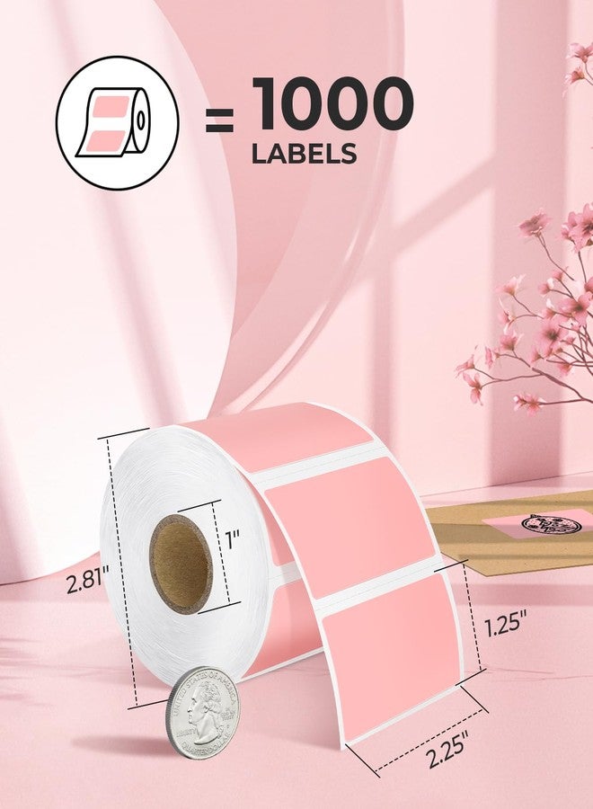 Nelko Genuine 2.25" x 1.25" Direct Thermal Labels, Barcode Labels Compatible with Nelko PL70E Label Printers, Self-Adhesive Labels, Barcode Stickers, Pink/1000 Labels (Commercial Grade) - Image 2