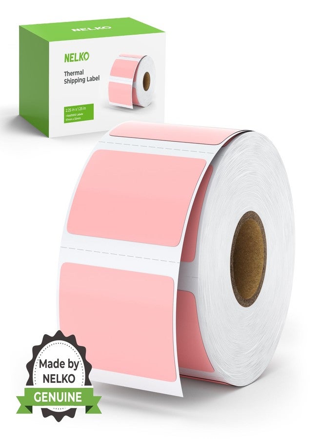 Nelko Genuine 2.25" x 1.25" Direct Thermal Labels, Barcode Labels Compatible with Nelko PL70E Label Printers, Self-Adhesive Labels, Barcode Stickers, Pink/1000 Labels (Commercial Grade) - Image 1