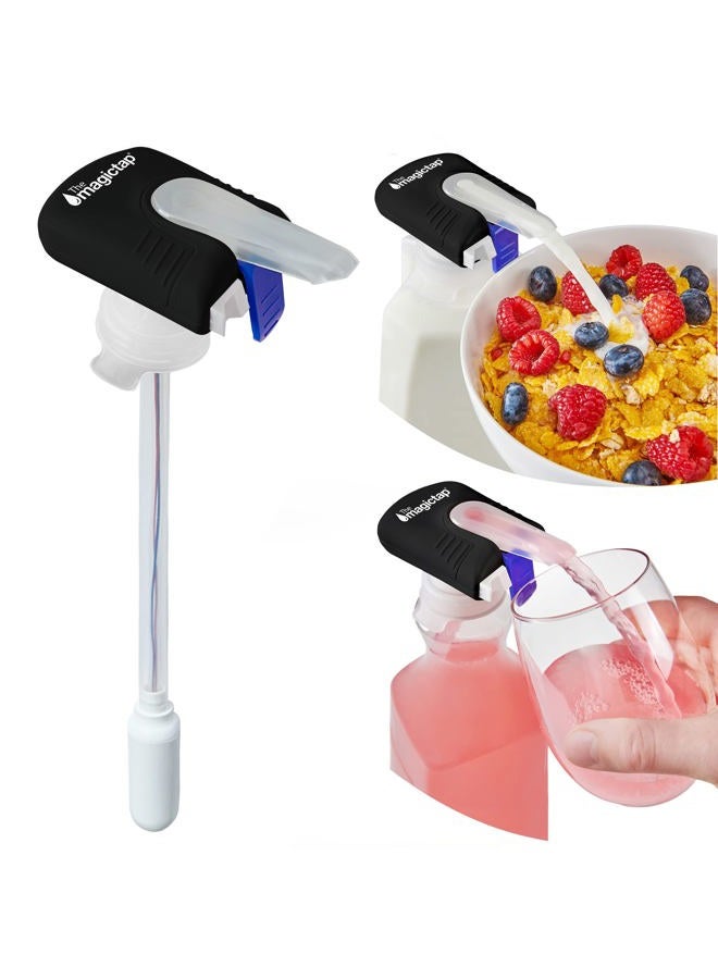 The Magic Tap Magic Tap Automatic Drink Dispenser for Fridge, Black (1 Pack), No Spill Milk Dispenser for Fridge, Automatic Milk Dispenser Pump for Gallon Jugs, Water & Juice, Fits Most Bottles, Batteries Required - Image 1
