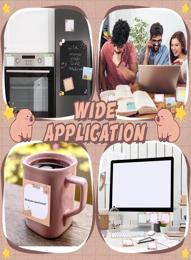 Saypacck 9 Pads Cute Sticky Notes Cartoon Self Stick Notepads 3x3 Inches Notes Adhesive Memo Pad Office Decor Gifts for Students School Teacher Office Meeting (Capybara) - Image 5