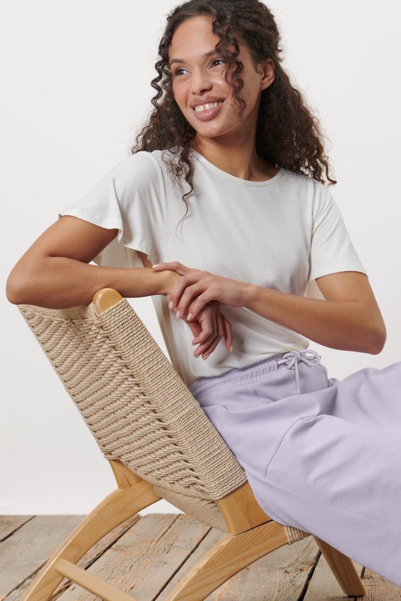 Tchibo Women Plain Sweat Drawstring Skirt, Lavender - Image 1