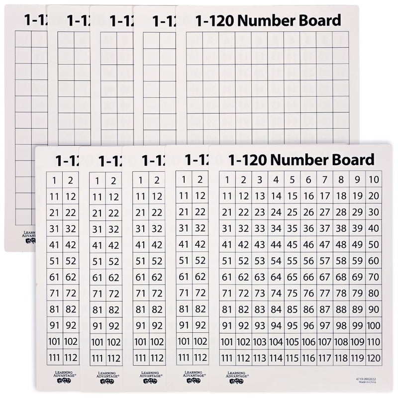 LEARNING ADVANTAGE Dry Erase Boards Numbers 1120 Set of 10