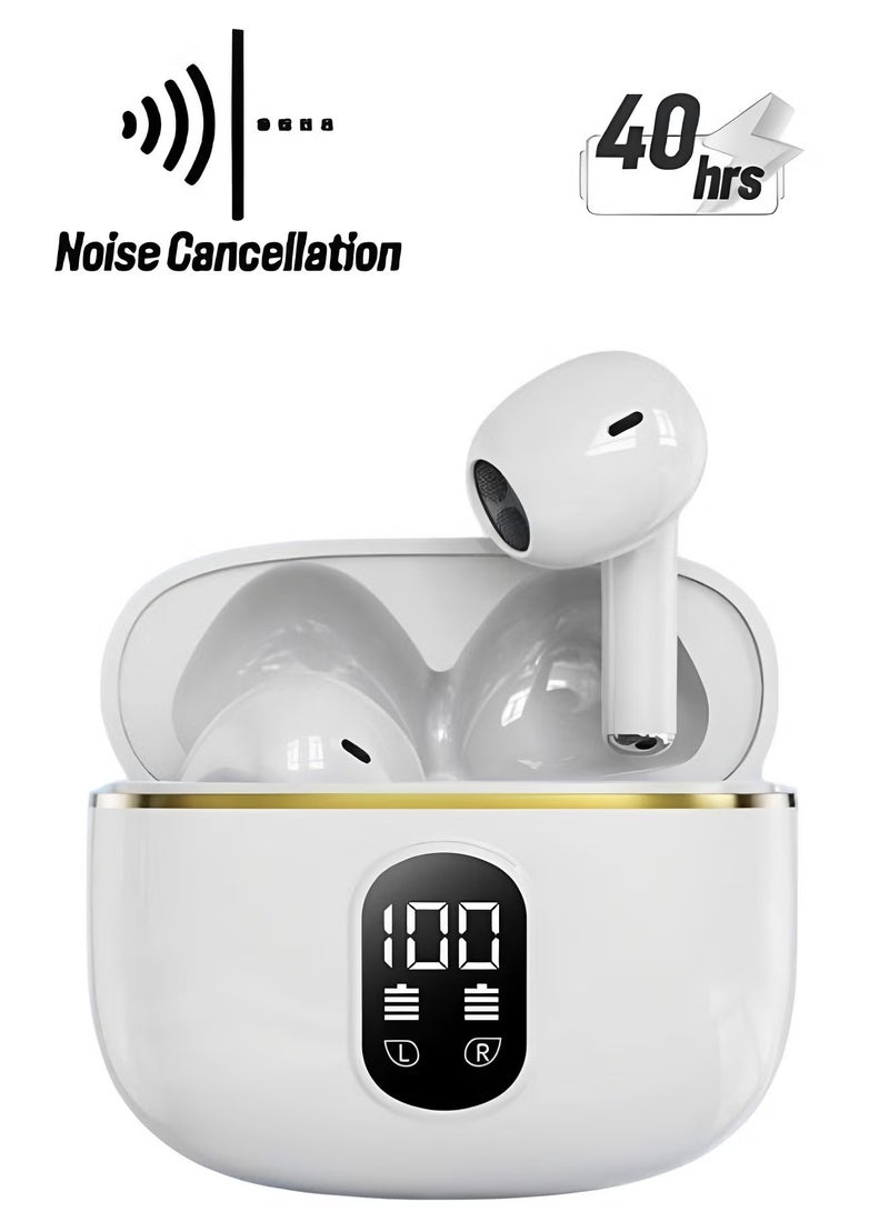 True Wireless Earbuds, In-Ear Bluetooth 5.49 Headphones 4-Mics ENC Clear Call, Bluetooth Earbuds Touch Control 40 Playtime, IPX6 Waterproof TWS, Light-Weight Earphones - Image 1