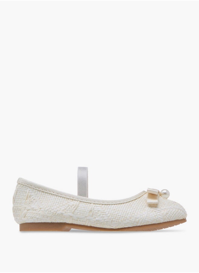 JUNIORS Bow Accent Ballerina Shoes with Elasticated Strap  - Image 3
