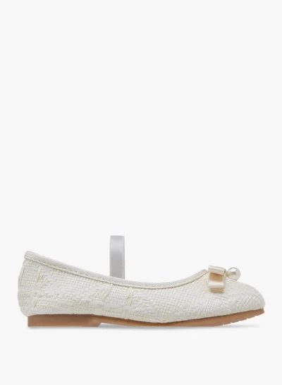 JUNIORS Bow Accent Ballerina Shoes with Elasticated Strap
