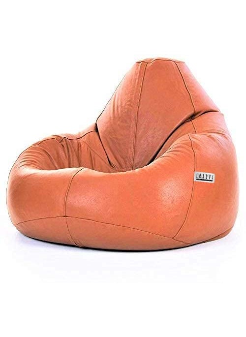 LEXAVI LEXAVIReady to Use I Orchid Leather Combo Beanbag with FootRest prefilled with High Density Quality Beans XXXXL Large TAN  - Image 5