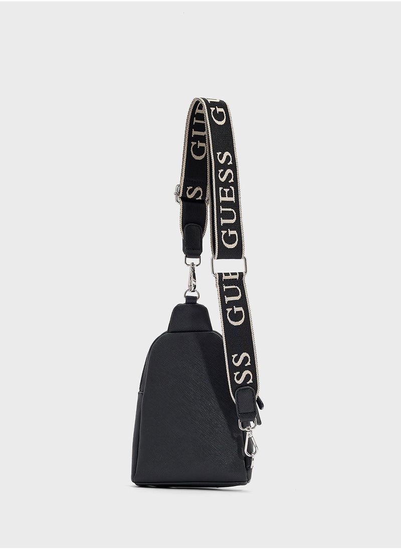 GUESS - Farah Mini Dbl Zip Sling Bag - Image 1