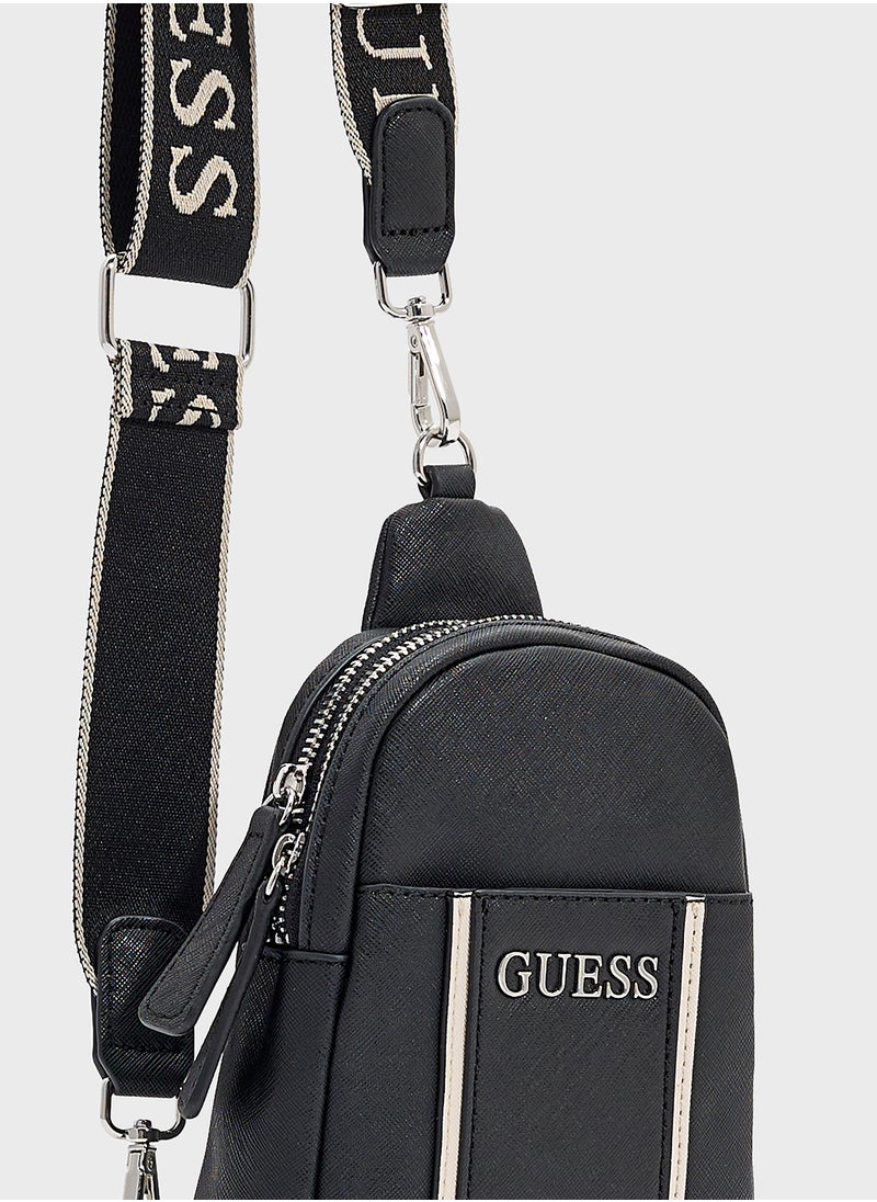 GUESS - Farah Mini Dbl Zip Sling Bag - Image 1