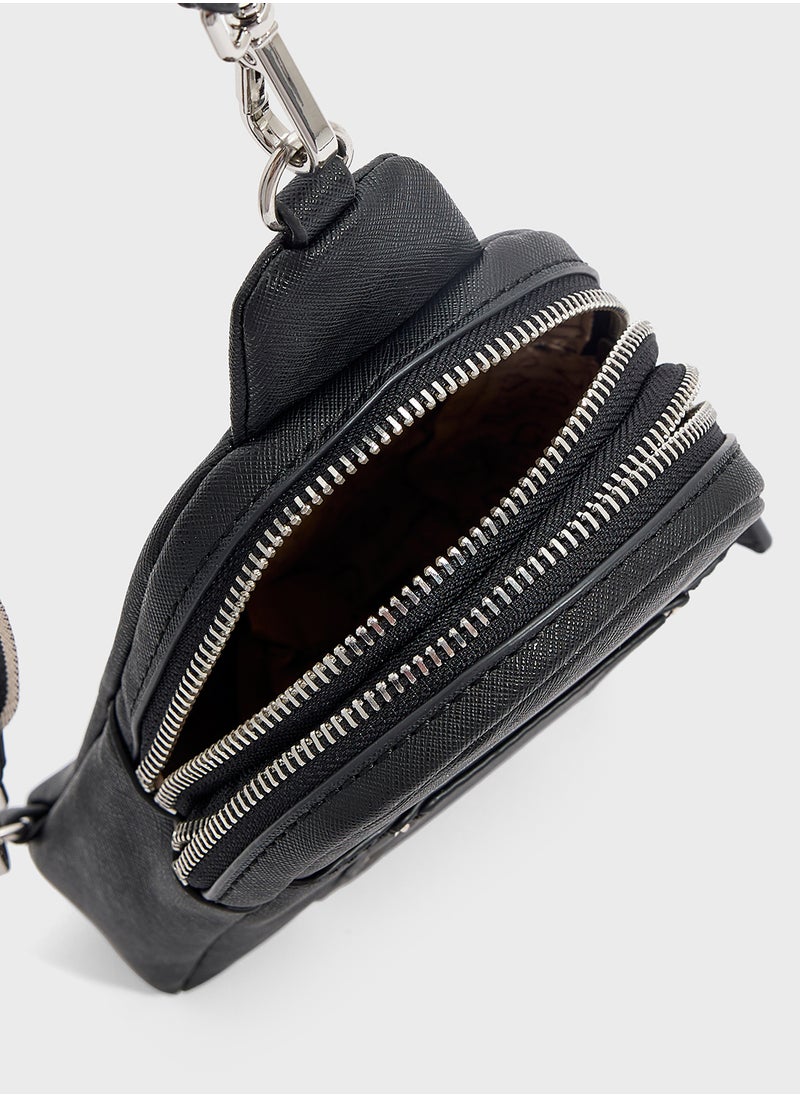 GUESS - Farah Mini Dbl Zip Sling Bag - Image 1