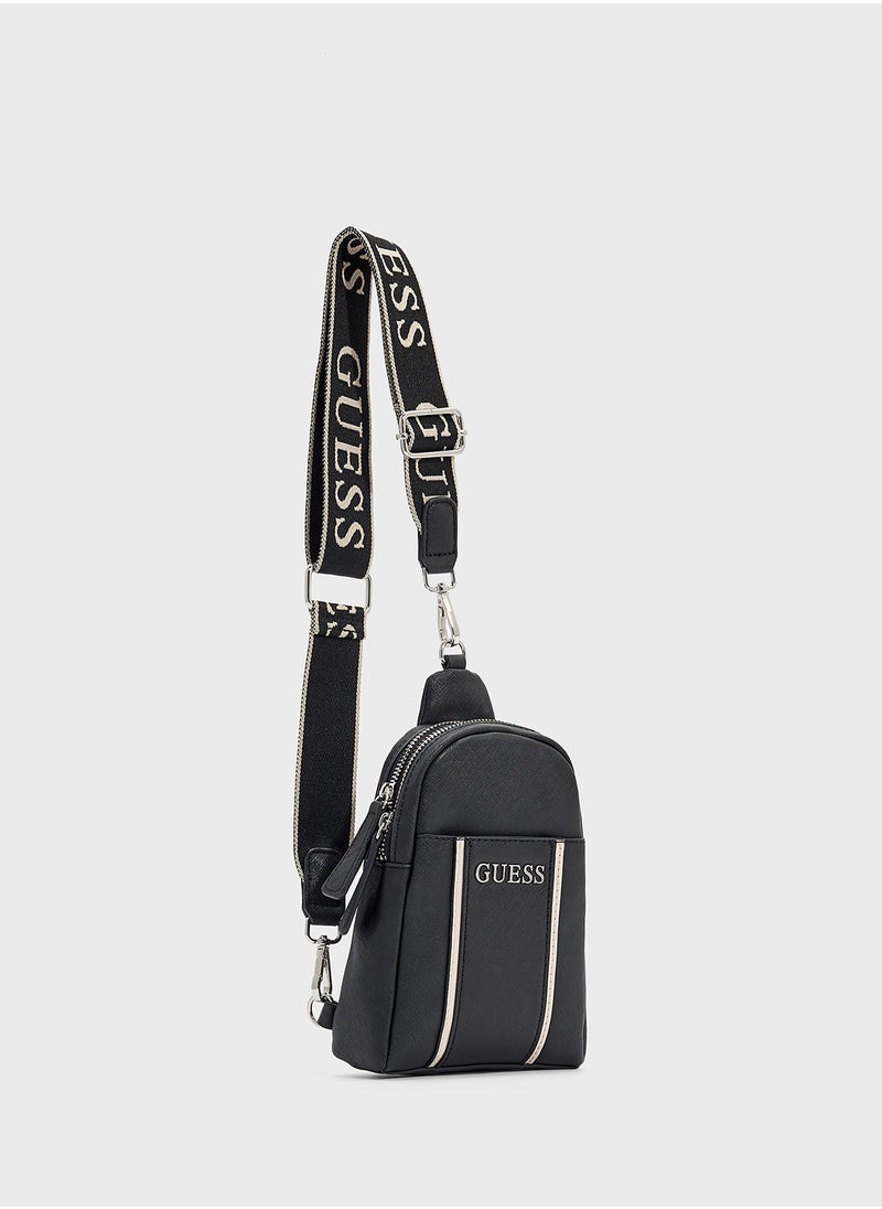 GUESS - Farah Mini Dbl Zip Sling Bag - Image 1