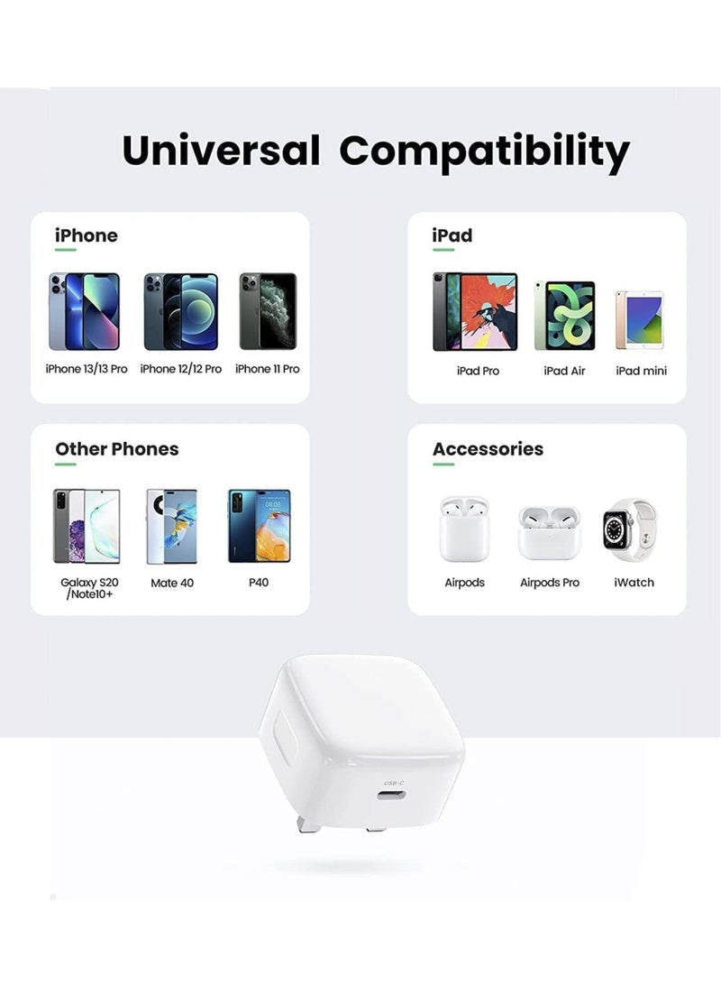 شاحن آيفون لأبل 20 واط محول طاقة USB-C + كابل شاحن USB-C آيفون، جودة أصلية لآيفون 13/12 / 11 / XS برو ماكس، آيباد برو/اير/ميني (شاحن + كابل لايتنينغ) - Image 5